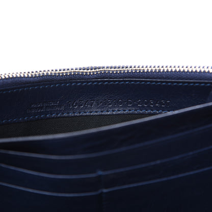 Balenciaga Agneau Classic Silver Hardware Money Wallet Bleu Obscur 6 of 7