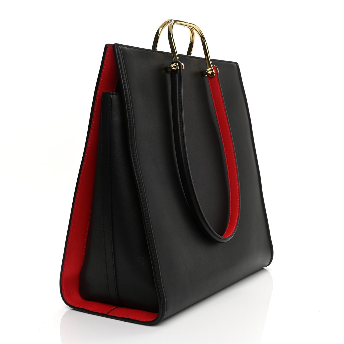 Calfskin The Tall Story Shoulder Bag Black Red
