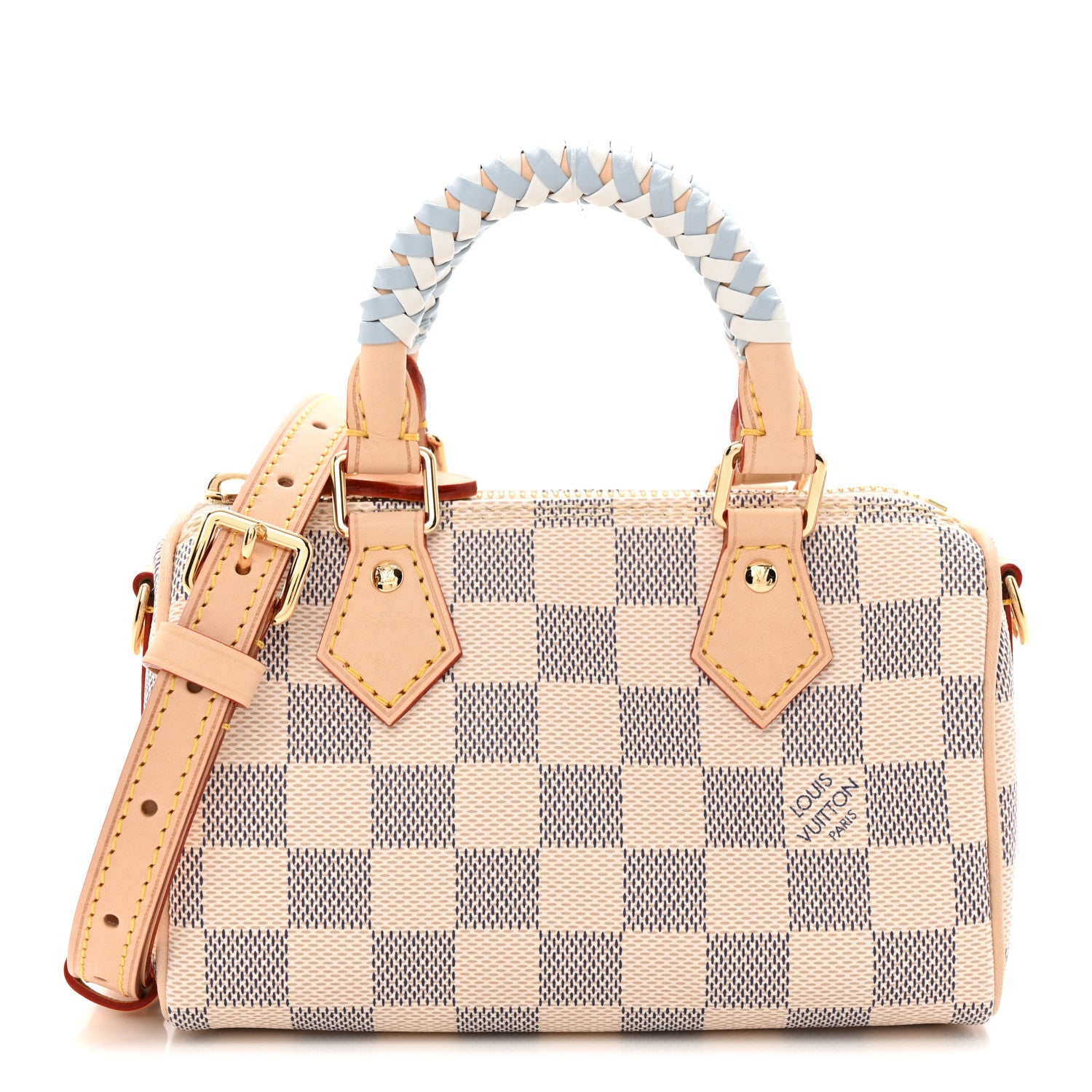 Louis Vuitton Damier Azur Braided Nano Speedy Olympus Blue White 1 of 10