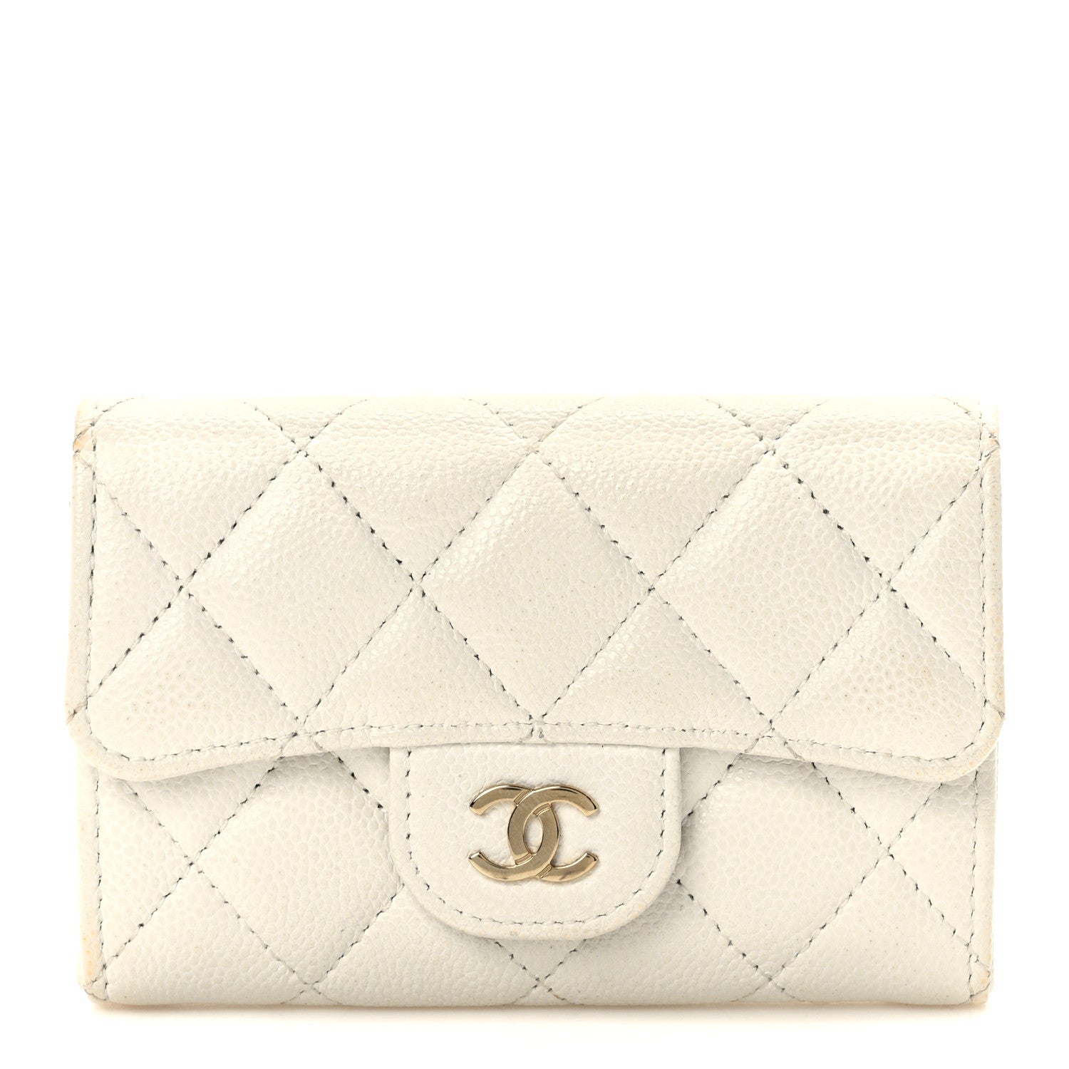 Chanel Caviar Quilted Flap Card Holder Wallet White 1 of 11