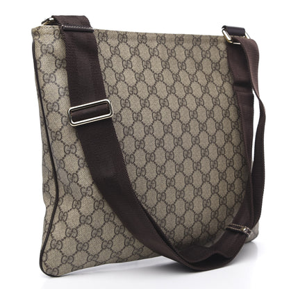 Gucci GG Supreme Monogram Medium Flat Messenger Bag Dark Brown 3 of 12