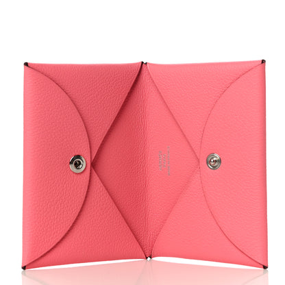 Hermes Evercolor Calvi Card Case Rose Azalee 5 of 14