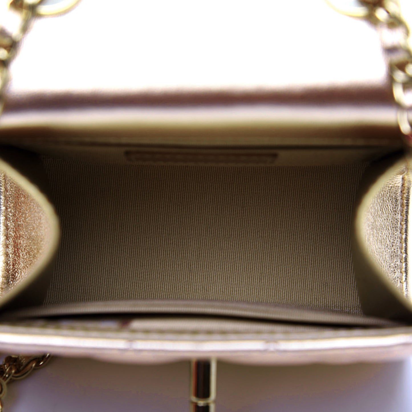Metallic Lambskin Quilted Mini Trendy CC Clutch With Chain Gold