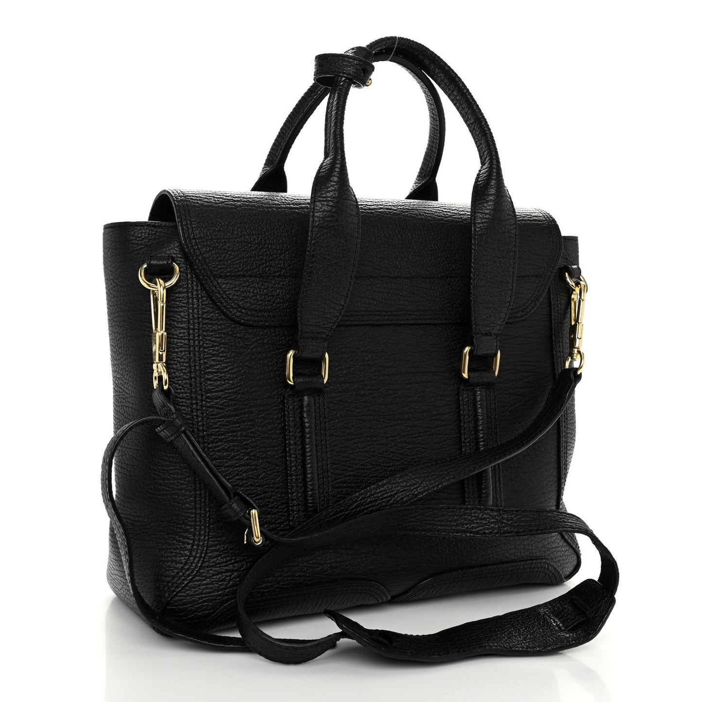 Textured Calfskin Medium Pashli Satchel Black
