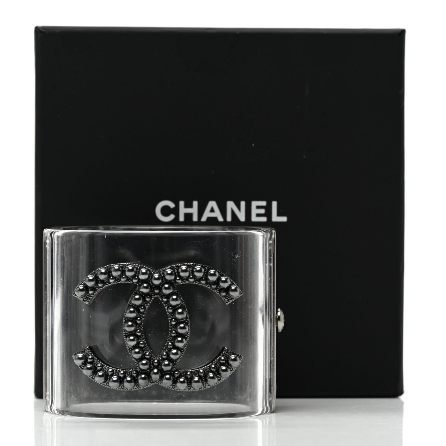 Lucite Crystal CC Cuff Transparent Ruthenium