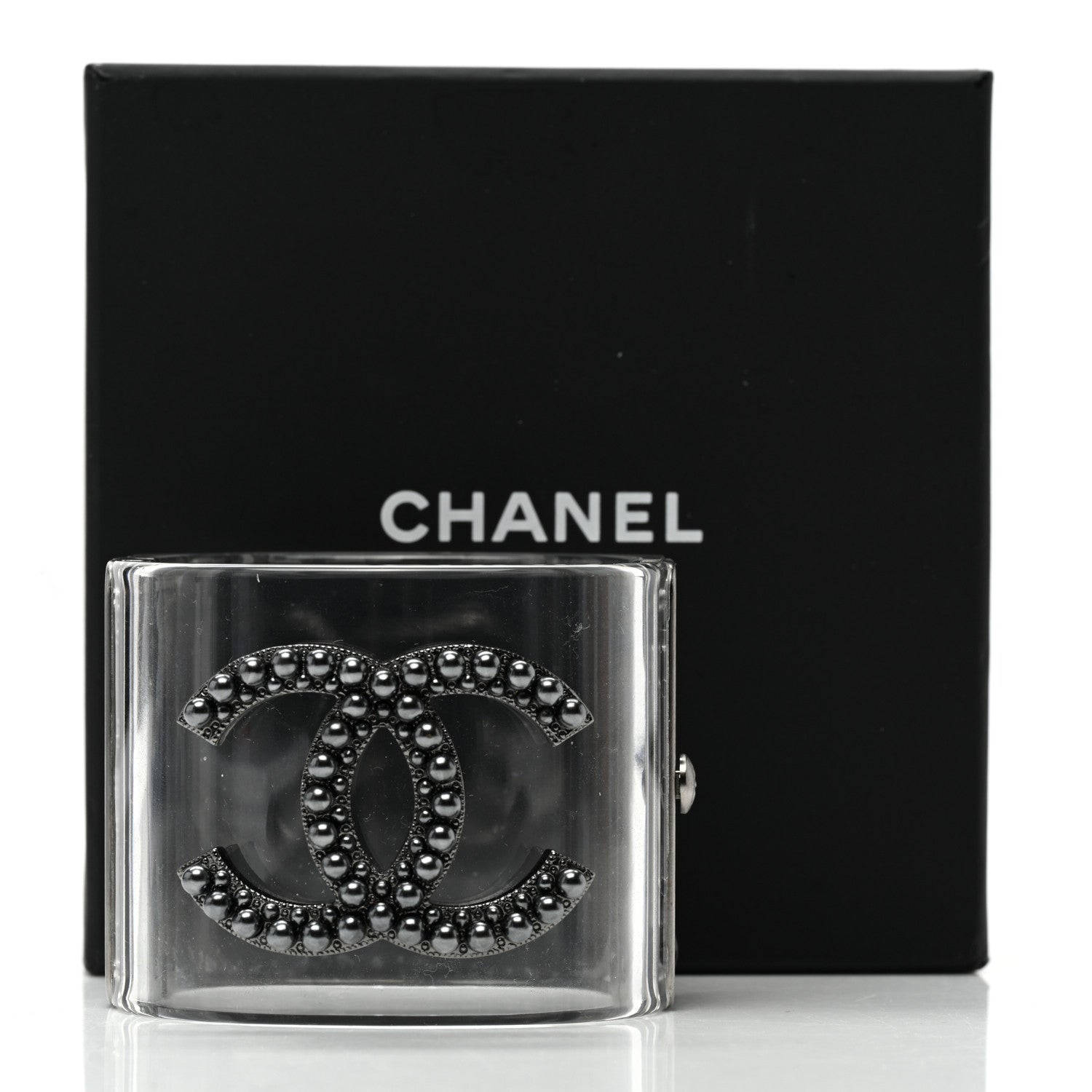 Chanel Lucite Crystal CC Cuff Transparent Ruthenium 5 of 5