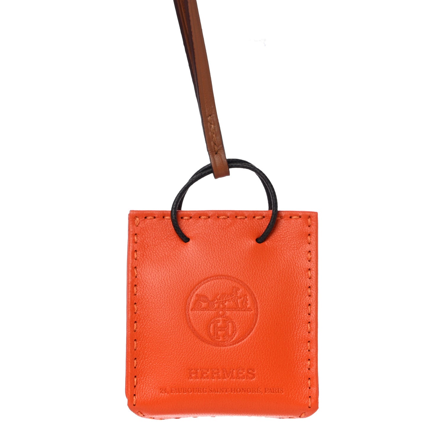 Hermes Milo Lambskin Swift Shopping Bag Charm Feu Gold 4 of 5
