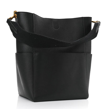 Celine Soft Grained Calfskin Sangle Bucket Bag Black 3 of 10