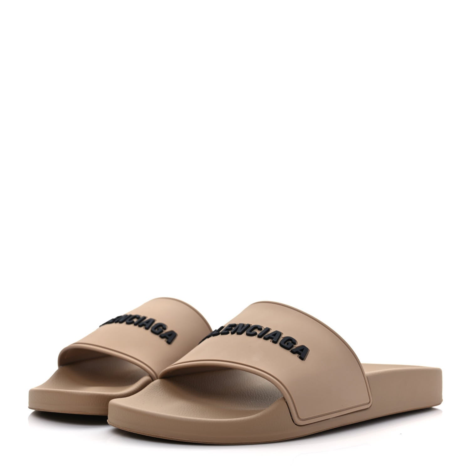 Balenciaga Rubber Logo Pool Slide Sandals 38 Beige Black 3 of 8