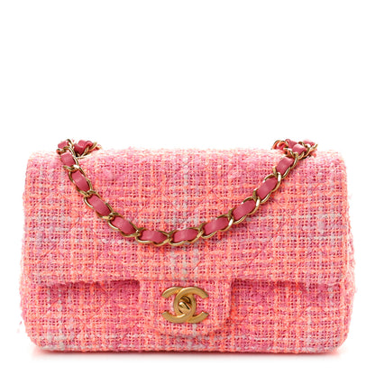 Chanel Tweed Quilted Mini Rectangular Flap Pink Multicolor 1 of 12