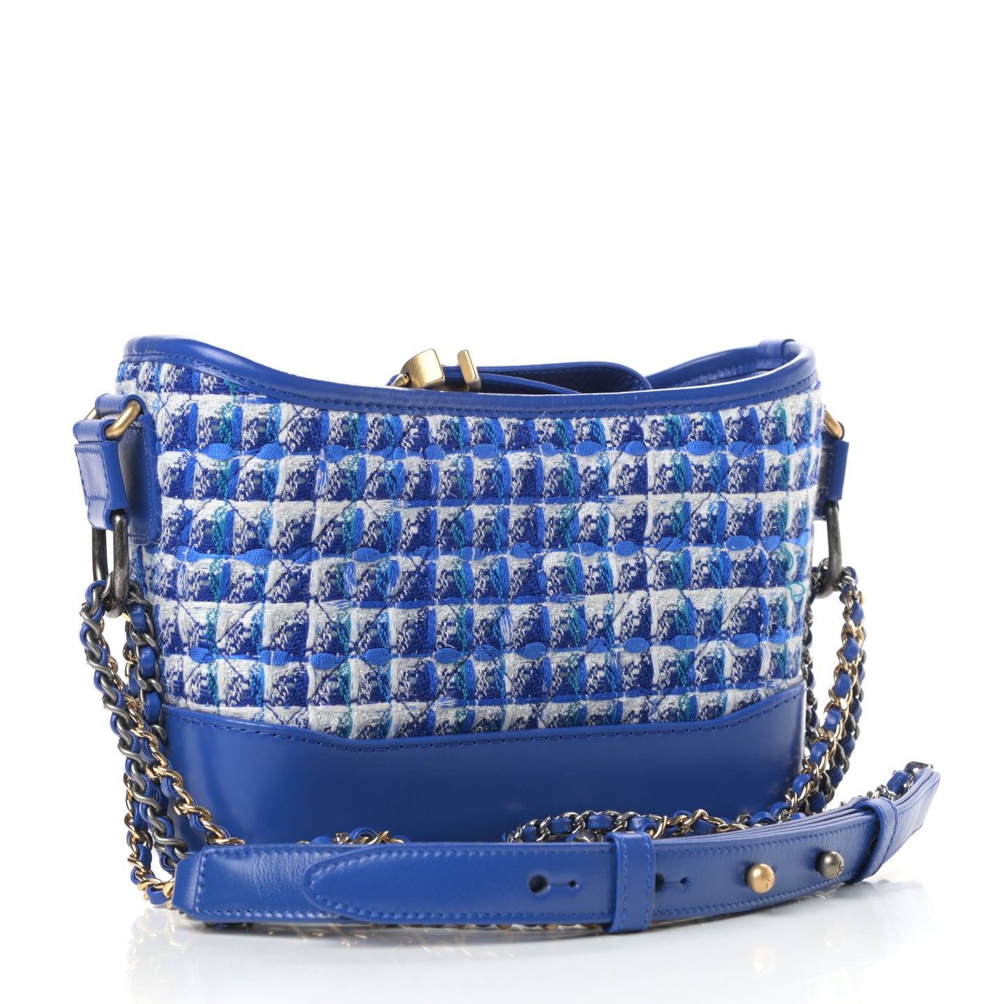 Tweed Calfskin Small Gabrielle Hobo Royal Blue