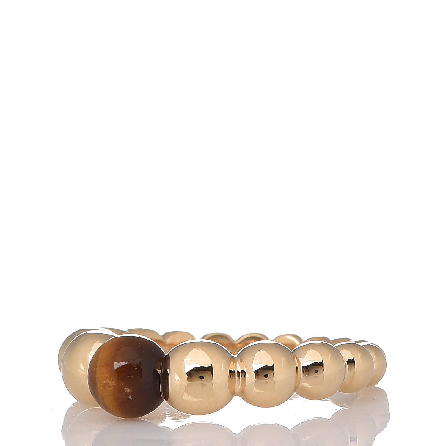 Van Cleef & Arpels 18K Yellow Gold Tiger's Eye Perlee Couleurs Variation Ring 50 5.25 3 of 9