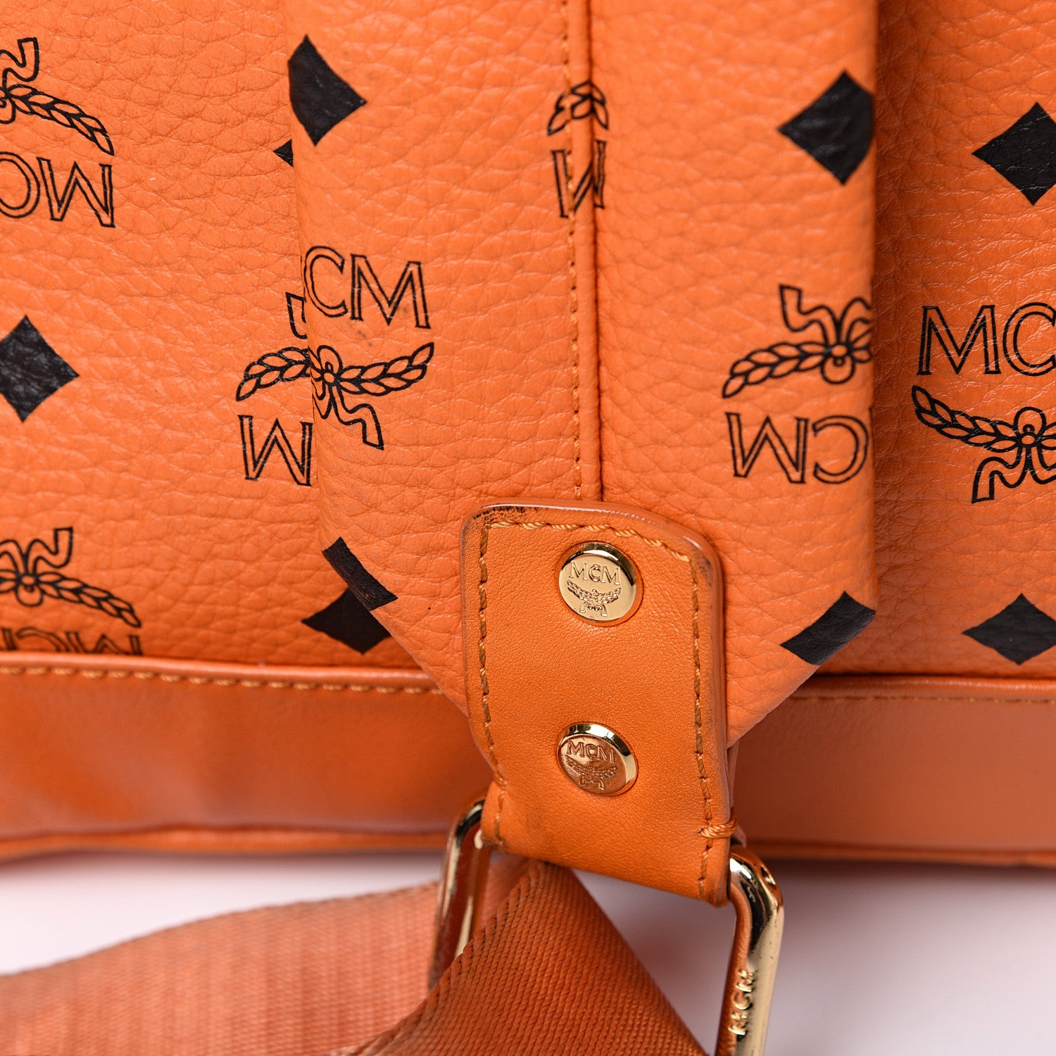 MCM Visetos Side Stud Large Stark Backpack Orange 550286