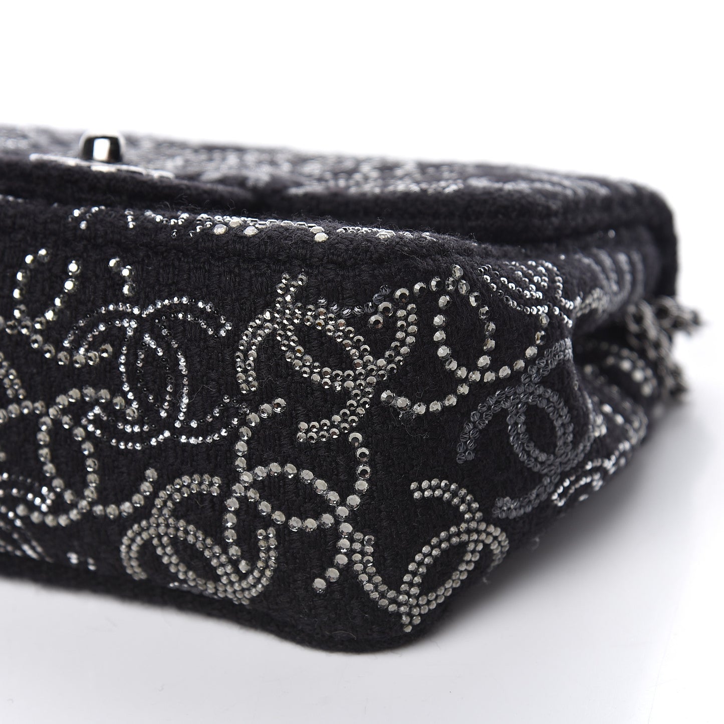 Tweed Strass Mini Pudong Flap Black