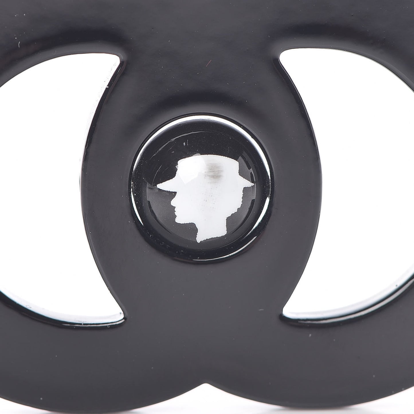 Resin CC Mademoiselle Brooch Black