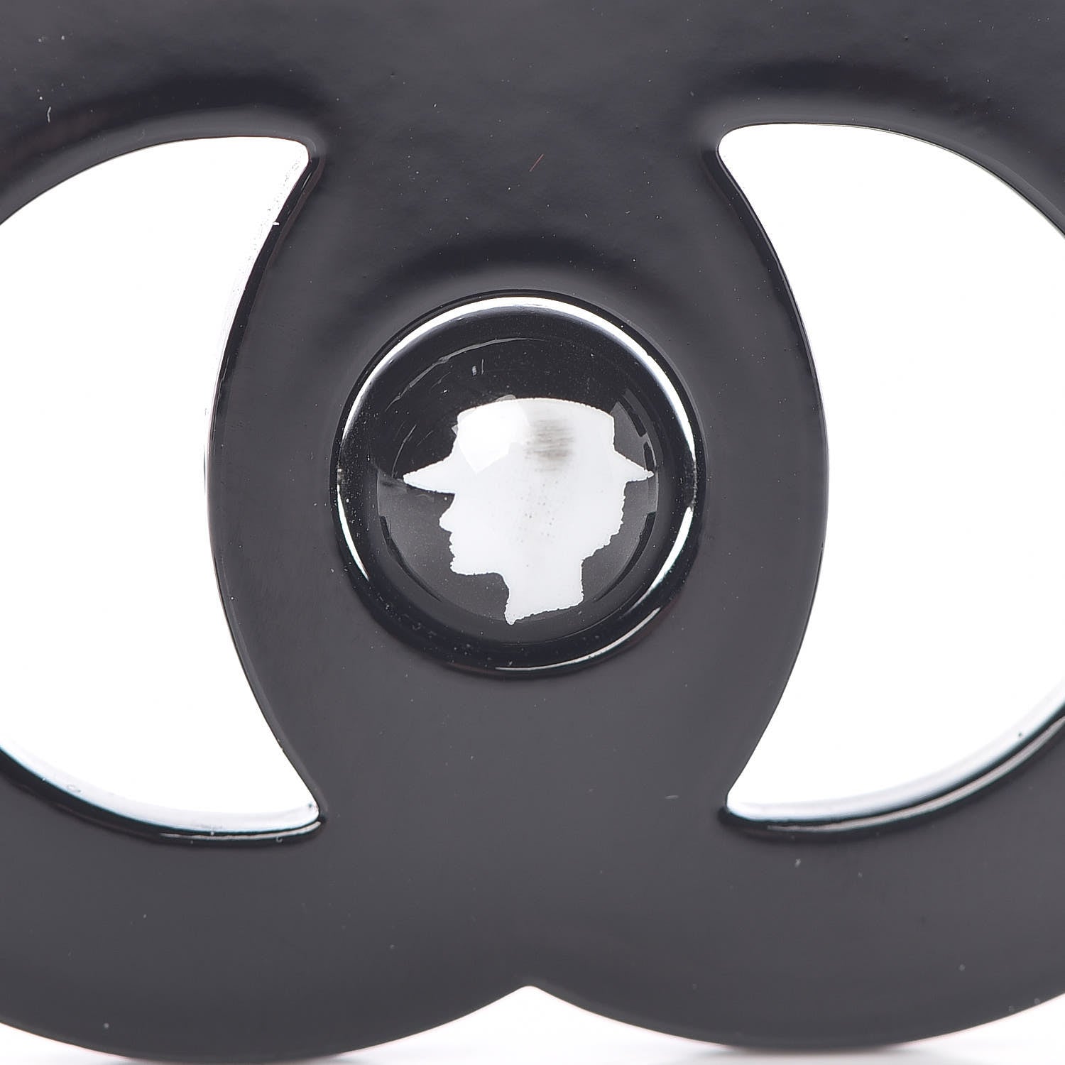 Chanel Resin CC Mademoiselle Brooch Black 6 of 7