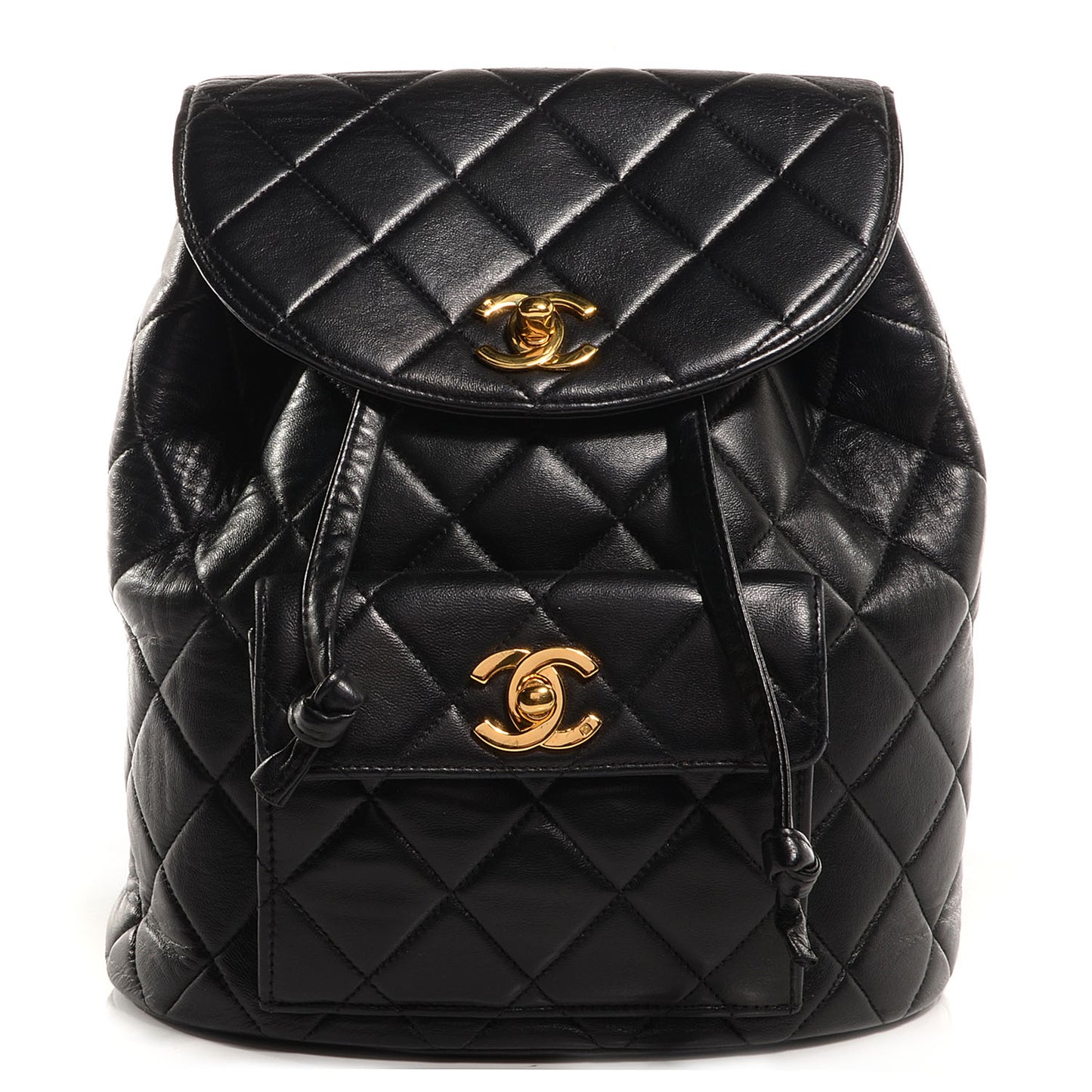 Lambskin Quilted Backpack Black
