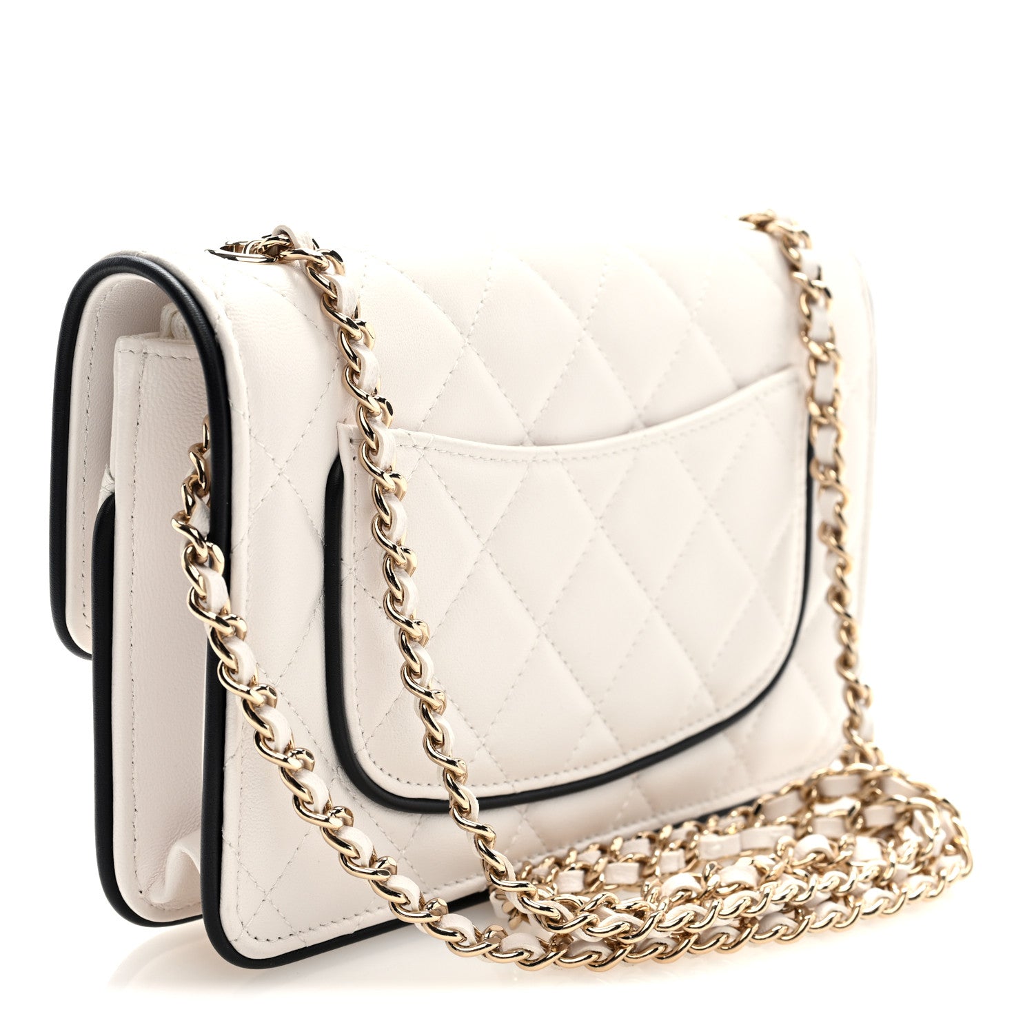 Chanel Lambskin Quilted Resin CC Mini Flap Bag White Black 3 of 11