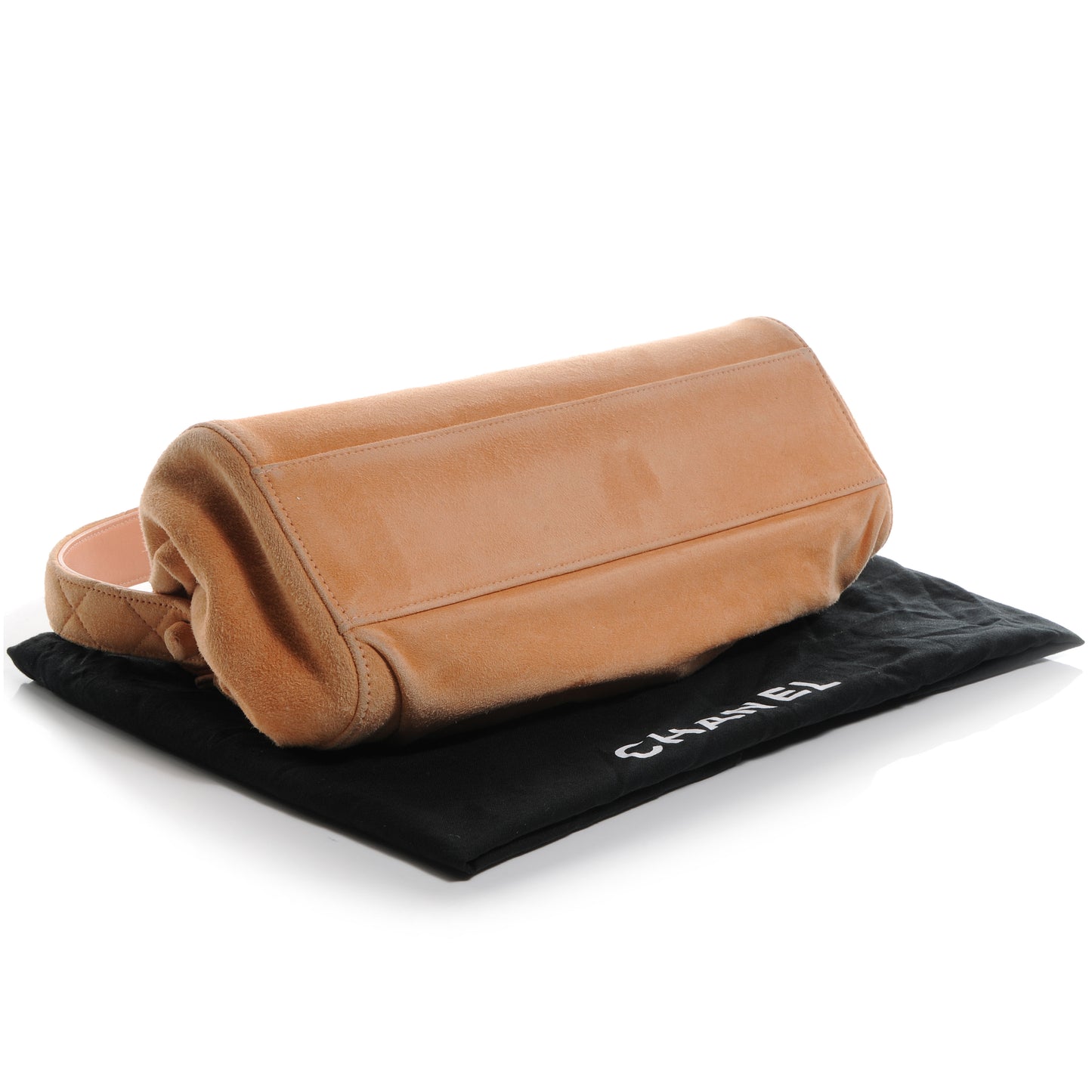 Suede Top Handle Flap Satchel Peach