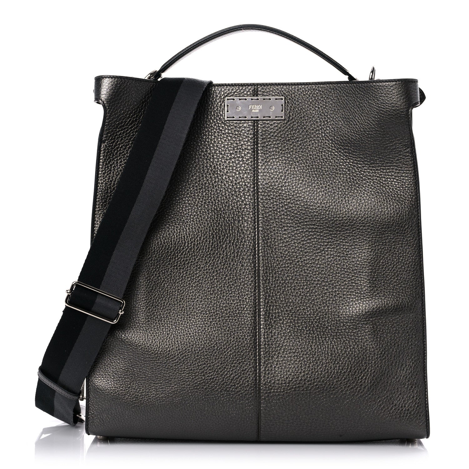 Fendi Cuoio Romano Medium Peekaboo X-Lite Fit Asfalto Latte 1 of 10