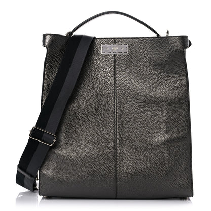 Fendi Cuoio Romano Medium Peekaboo X-Lite Fit Asfalto Latte 1 of 10