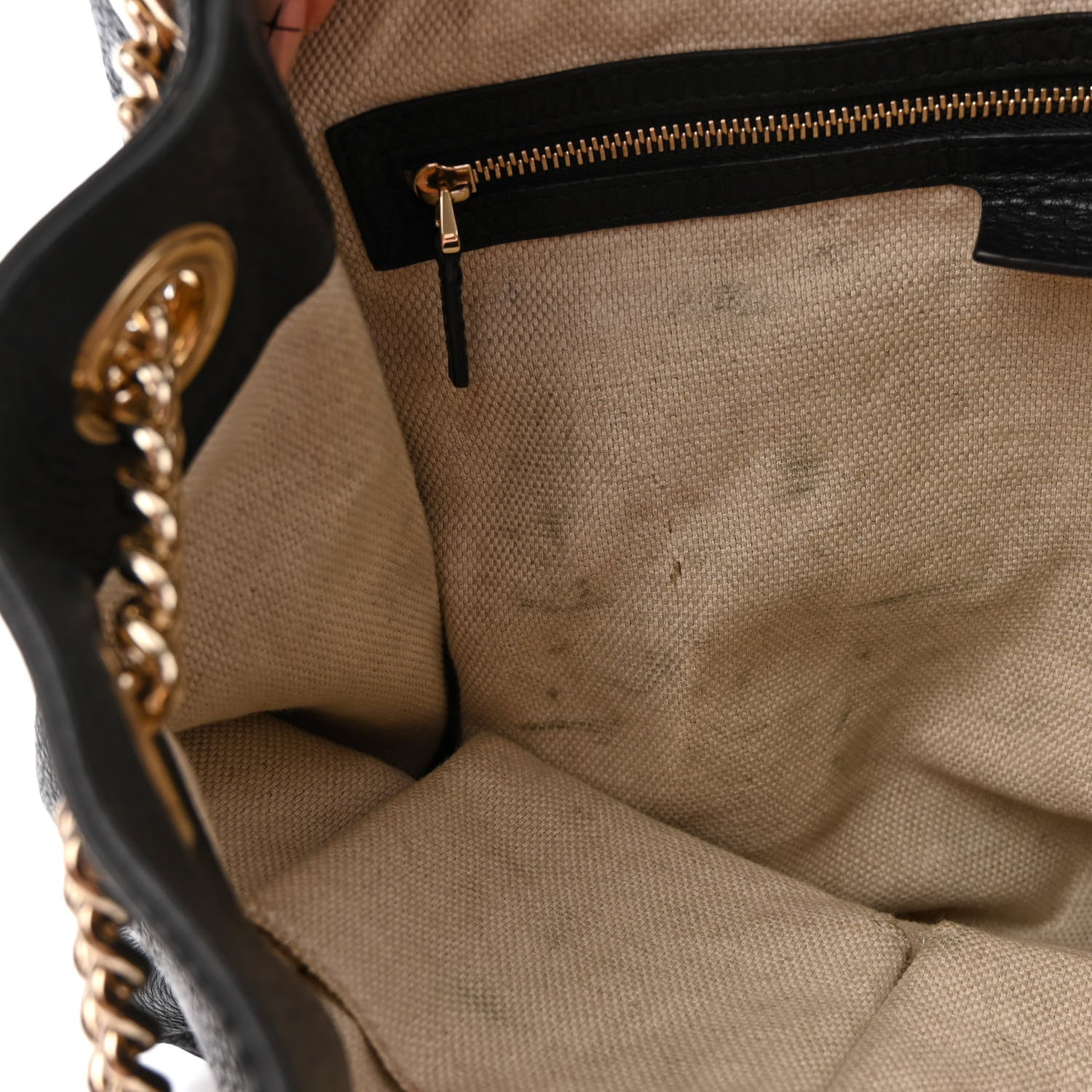 Gucci Pebbled Calfskin Medium Soho Chain Shoulder Bag Black 9 of 12