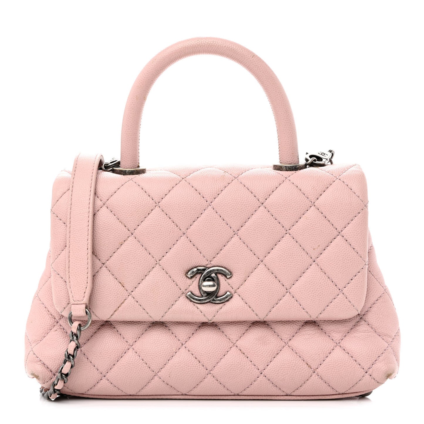 Caviar Quilted Mini Coco Handle Flap Light Pink