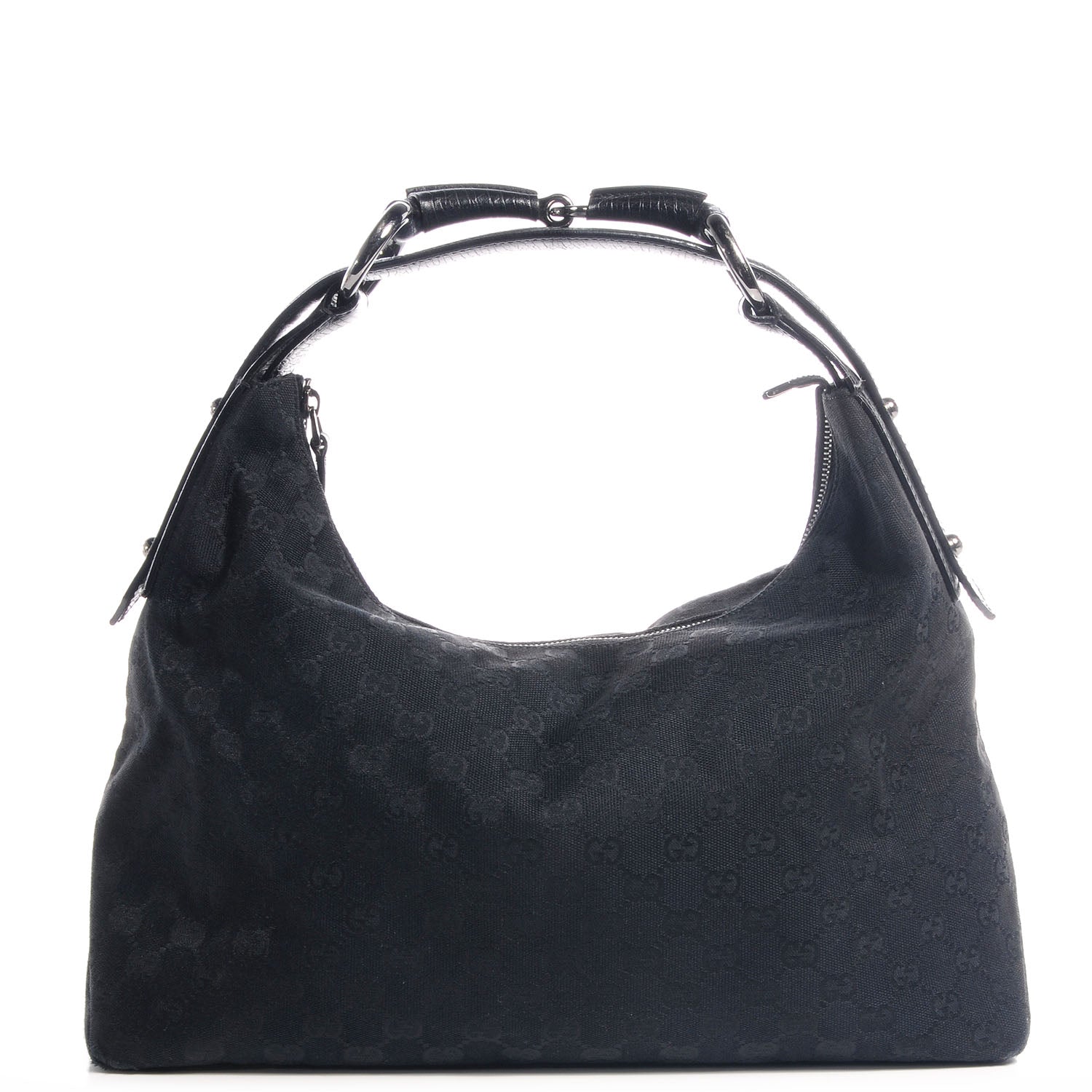 Gucci Monogram Medium Horsebit Chain Hobo Black 1 of 7