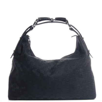 Gucci Monogram Medium Horsebit Chain Hobo Black 1 of 7
