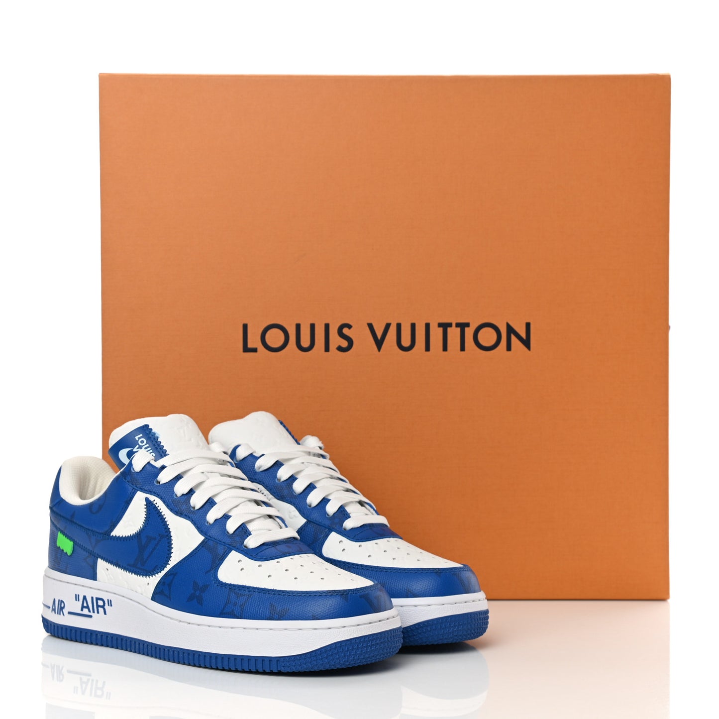 X NIKE AIR FORCE 1 Calfskin Monogram Mens Sneakers 6 Blue