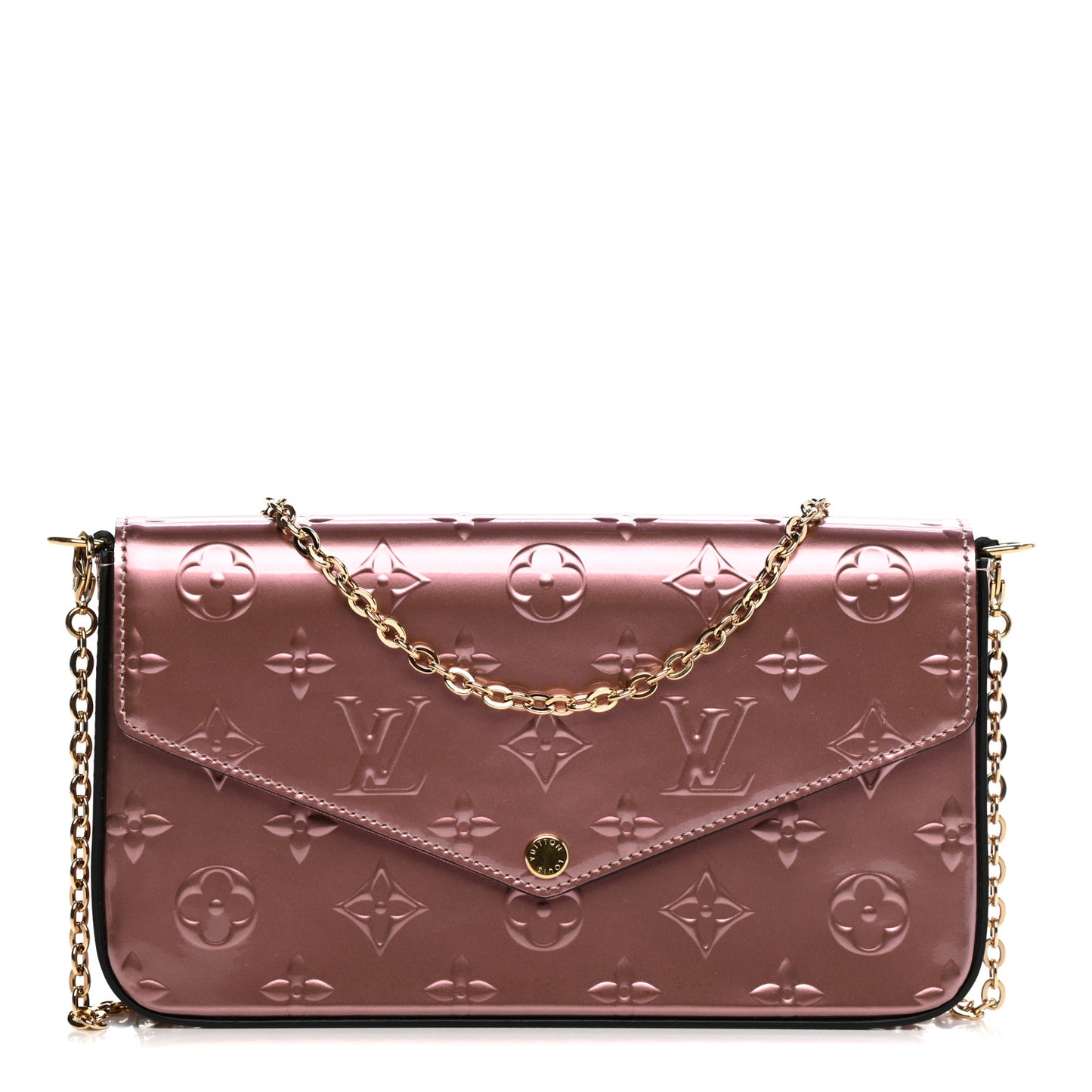 Vernis Pochette Felicie Chain Wallet Metallic Pale Pink