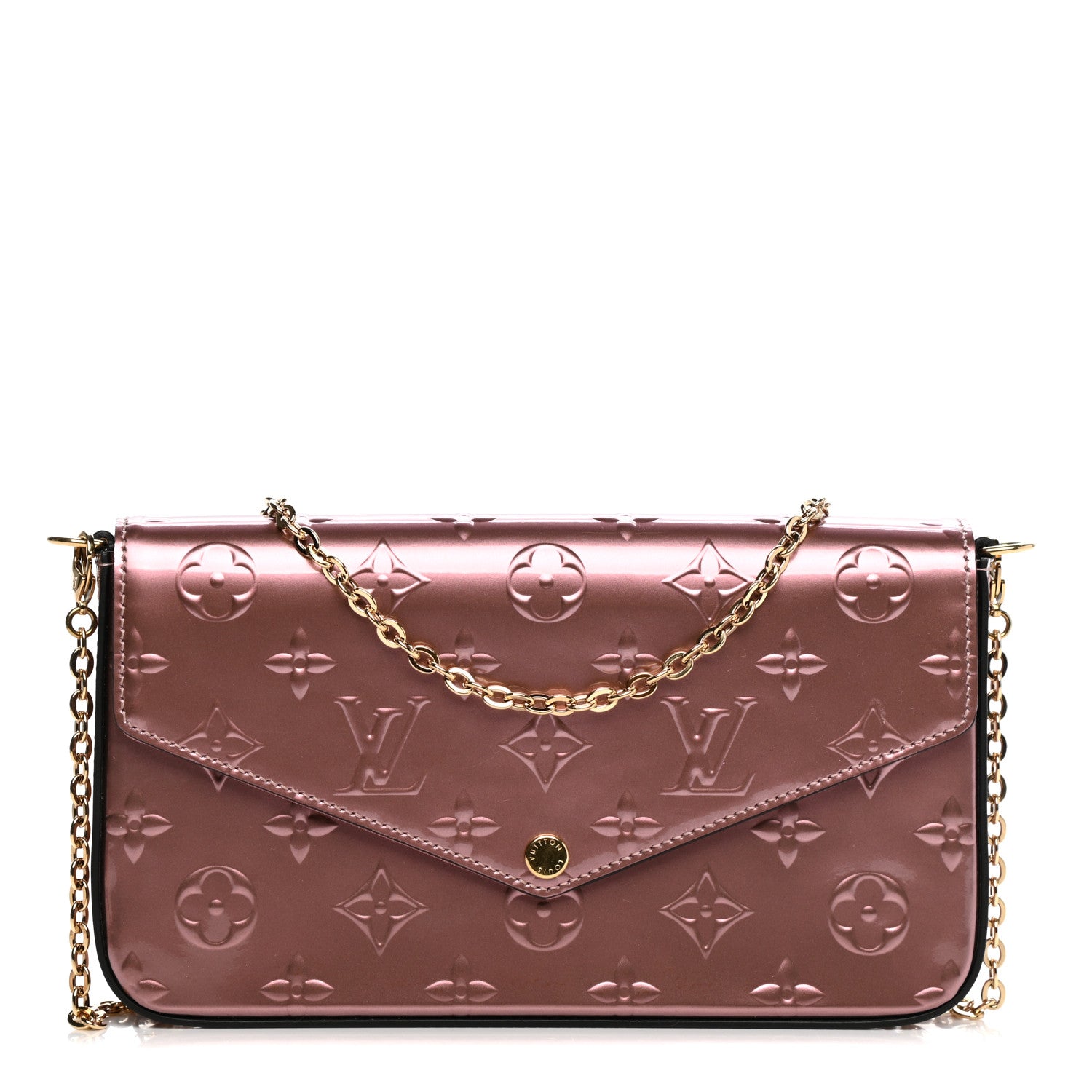 Louis Vuitton Vernis Pochette Felicie Chain Wallet Metallic Pale Pink 1 of 13