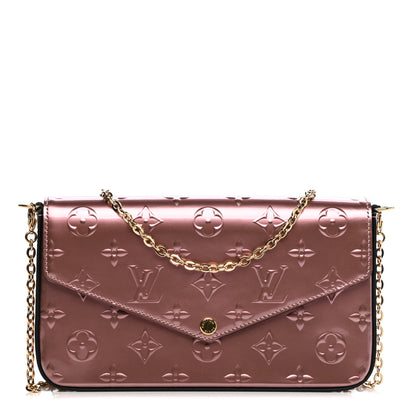 Louis Vuitton Vernis Pochette Felicie Chain Wallet Metallic Pale Pink 1 of 13