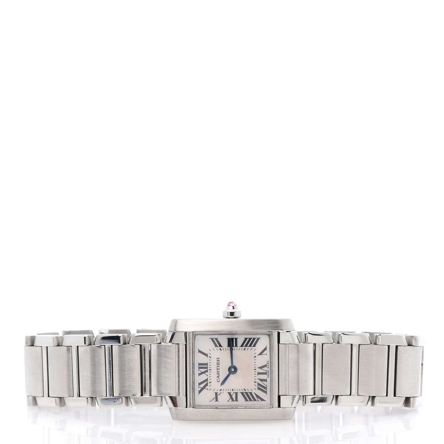 Stainless Steel Pink Mother of Pearl 20mm Tank Francaise Quartz Watch