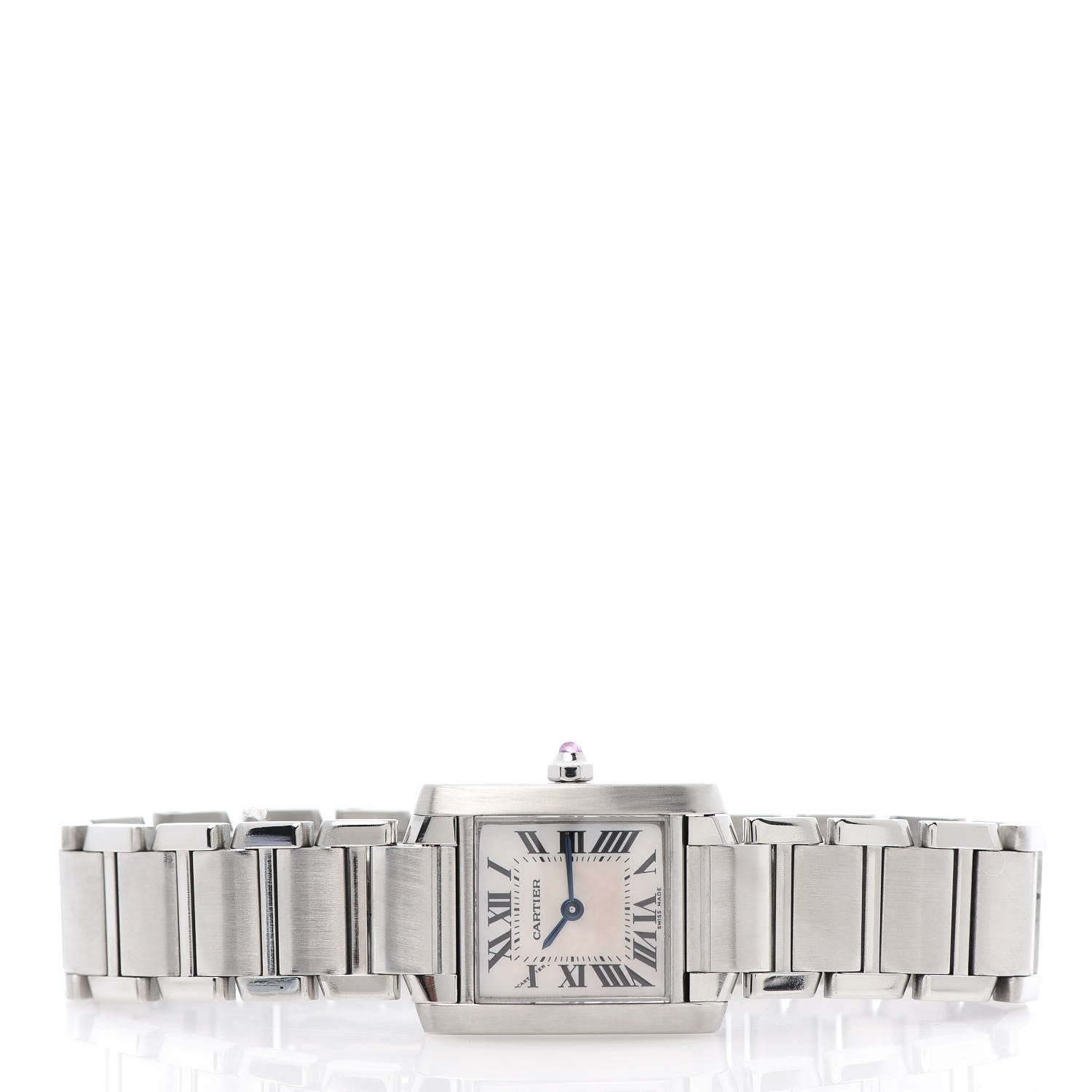 Cartier Stainless Steel Pink Mother of Pearl 20mm Tank Francaise Quartz Watch 3 of 6