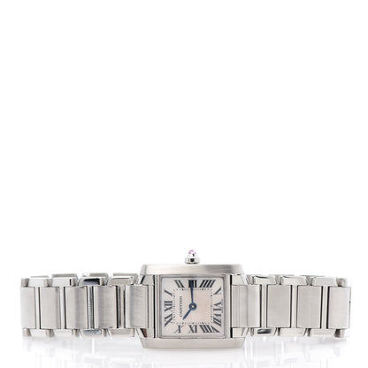 Cartier Stainless Steel Pink Mother of Pearl 20mm Tank Francaise Quartz Watch 3 of 6