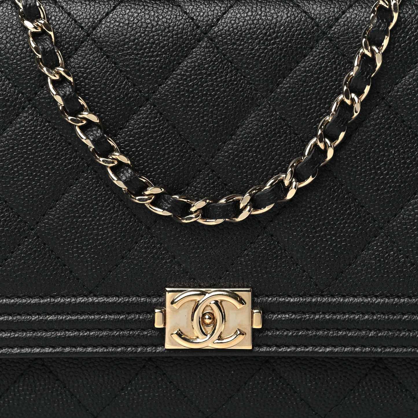 Caviar Quilted Boy Wallet On Chain WOC Black