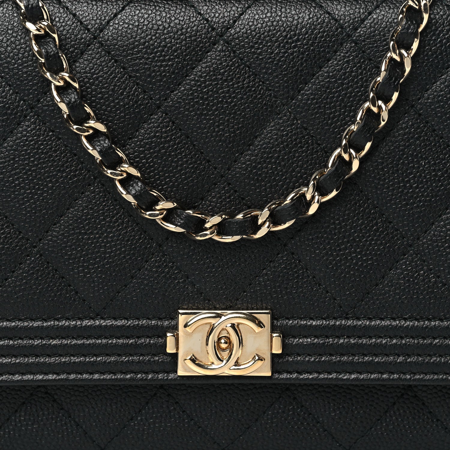 Chanel Caviar Quilted Boy Wallet On Chain WOC Black 9 of 11