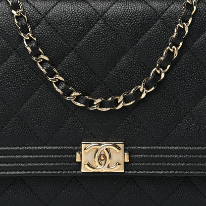 Chanel Caviar Quilted Boy Wallet On Chain WOC Black 9 of 11