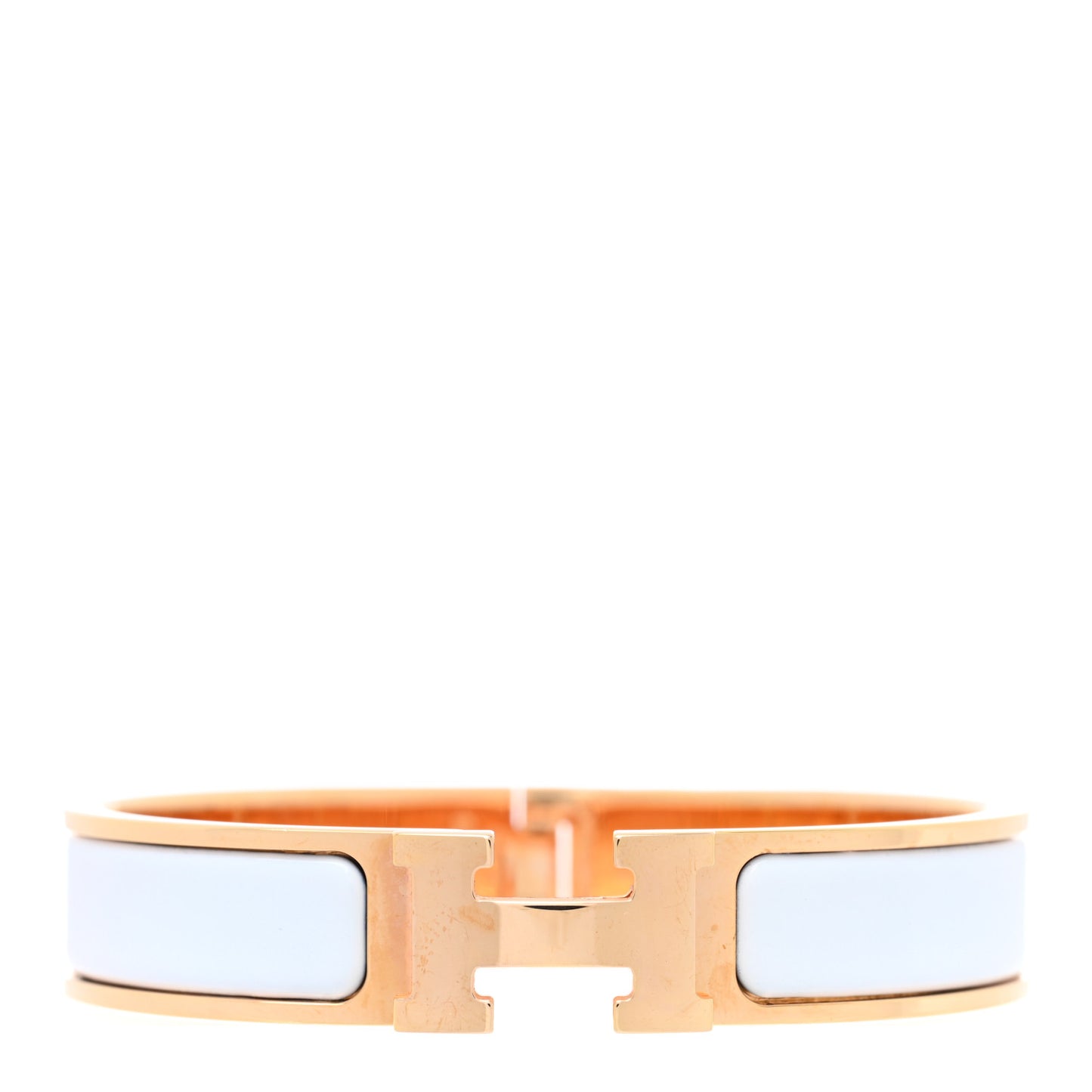 Enamel Narrow Clic Clac H Bracelet PM White