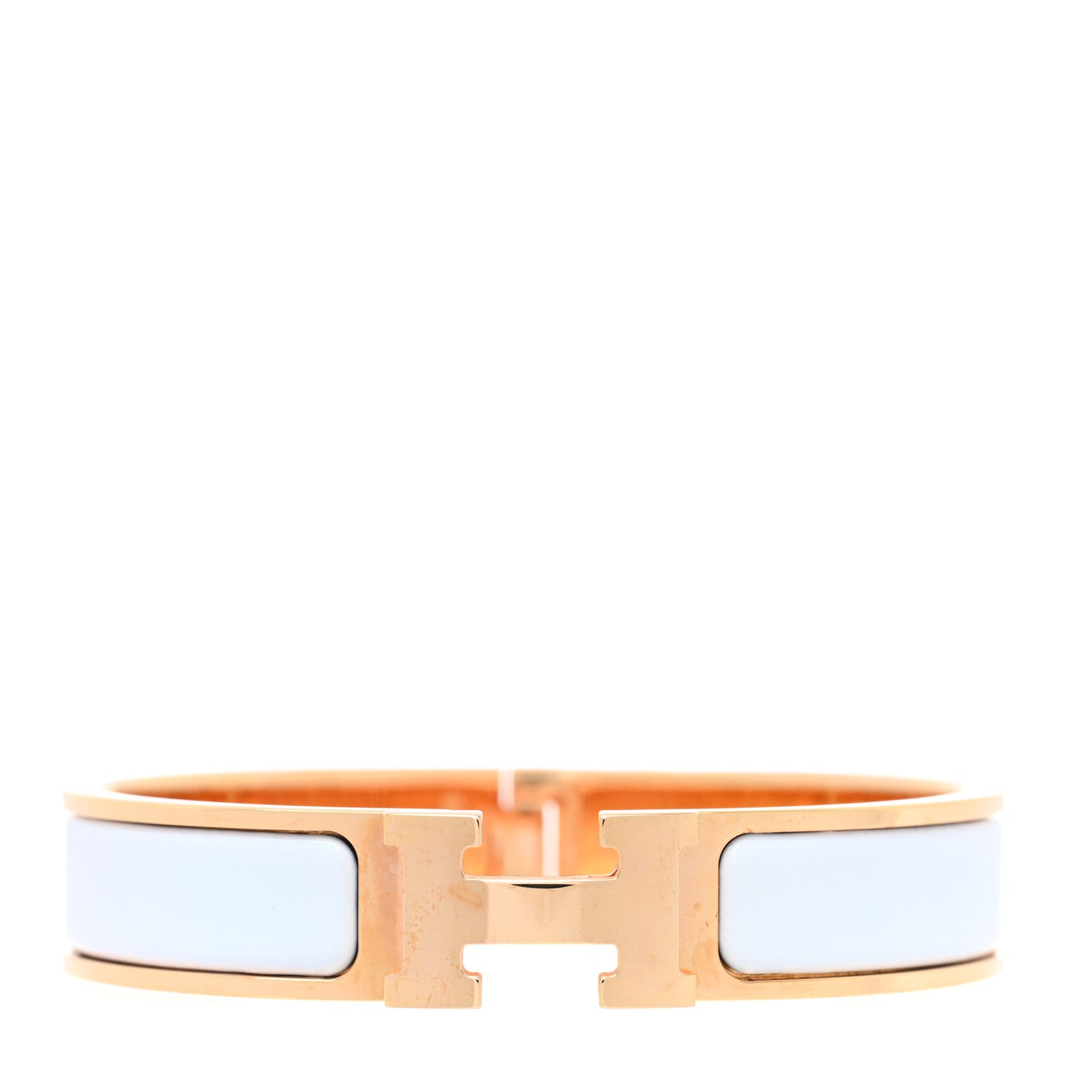 Hermes Enamel Narrow Clic Clac H Bracelet PM White 1 of 5