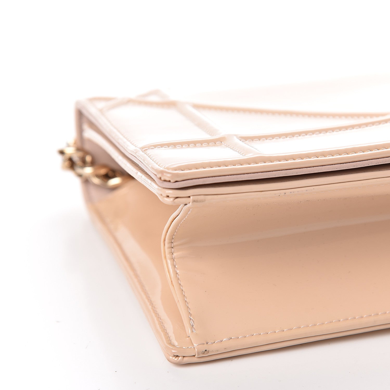 Christian Dior Patent Calfskin Medium Diorama Flap Bag Beige 8 of 12