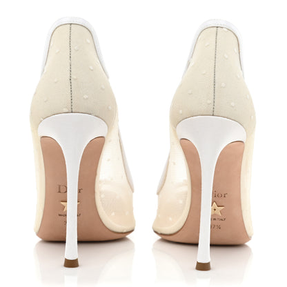 Christian Dior Mesh Plumetis D-Moi Pumps 37.5 White 4 of 11