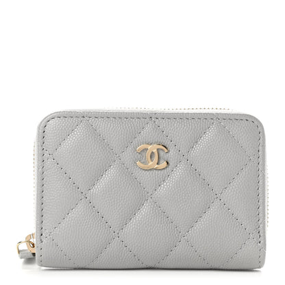 Chanel Caviar Quilted Zip Coin Purse Grey 1 of 7