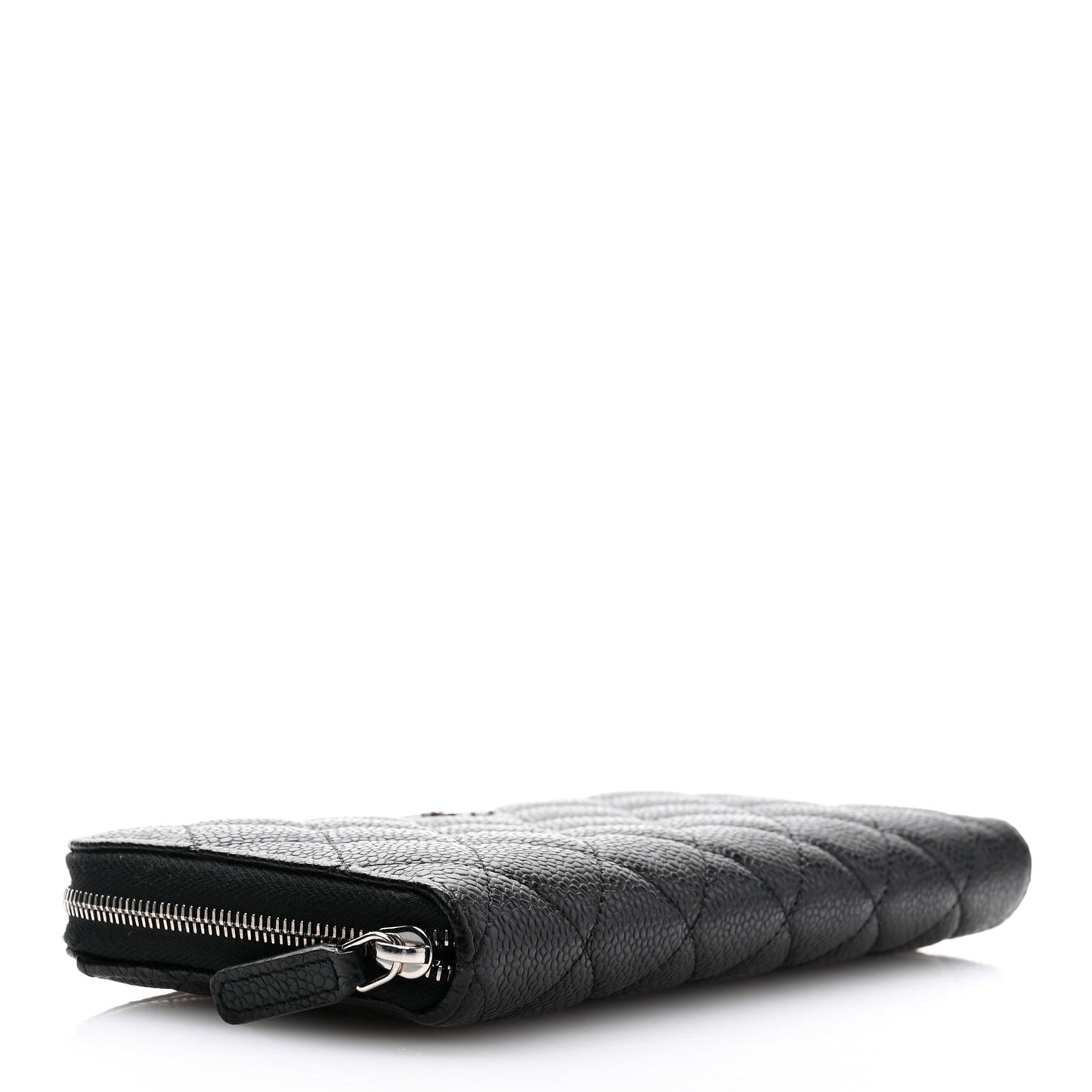 Caviar Quilted Large Gusset Zip Around Wallet Black