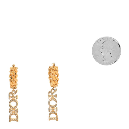 Christian Dior Crystal Dio(r)evolution Logo Hoop Drop Earrings Gold 2 of 5