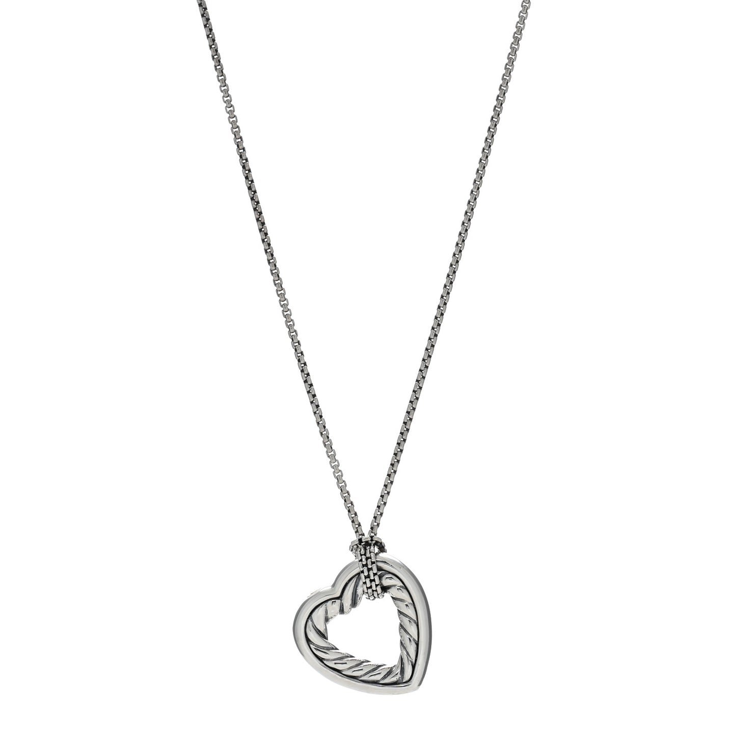 Sterling Silver Open Heart Cable Necklace