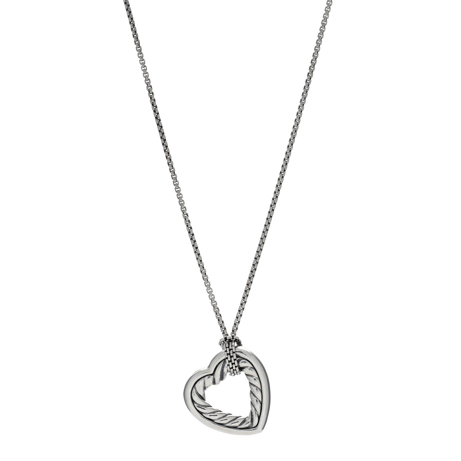 David Yurman Sterling Silver Open Heart Cable Necklace 1 of 5