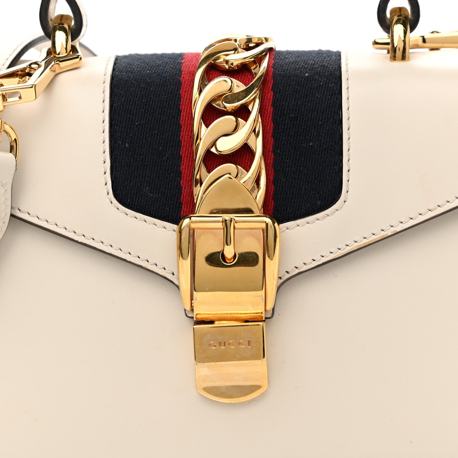 Gucci Calfskin Mini Sylvie Top Handle Bag White 9 of 13