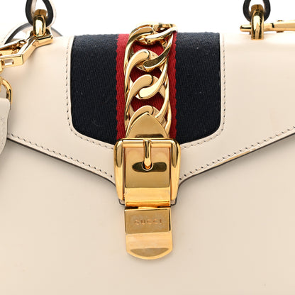 Gucci Calfskin Mini Sylvie Top Handle Bag White 9 of 13